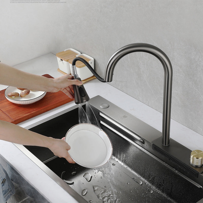 Contemporary Kitchen Sink Stainless Steel Friction Resistant Kitchen Sink with Faucet