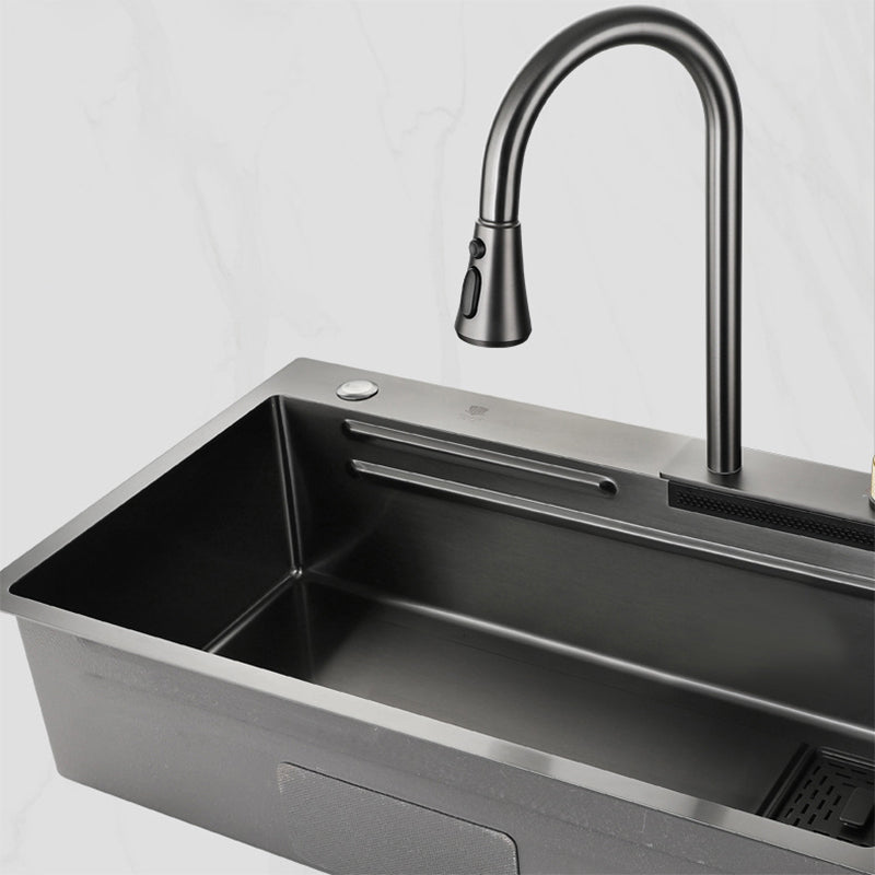 Contemporary Kitchen Sink Stainless Steel Friction Resistant Kitchen Sink with Faucet