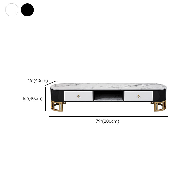 Modern 16" W TV Media Stand Open Shelving Stone TV Stand Console with Drawers