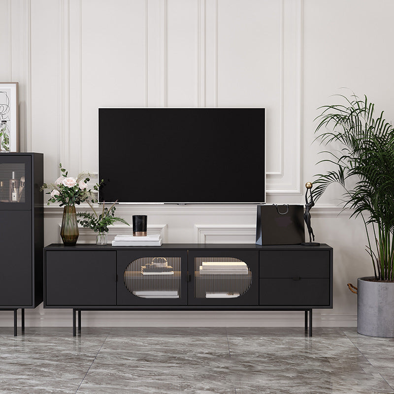 Contemporary Wood TV Console Enclosed Storage TV Media Stand for Living Room