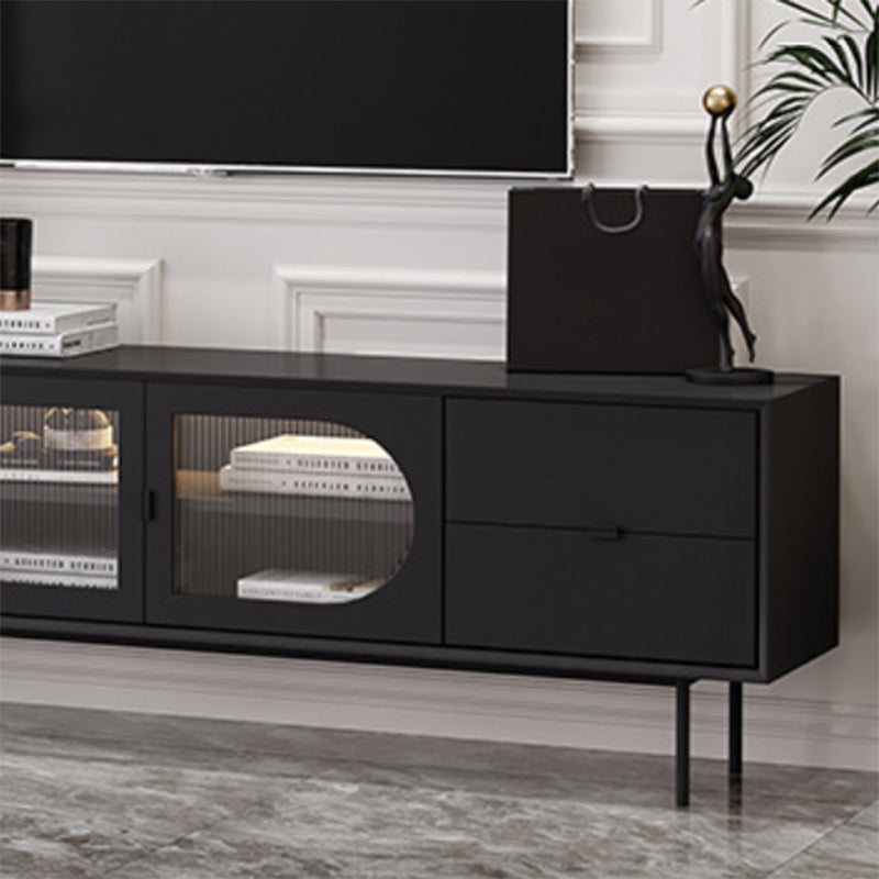 Contemporary Wood TV Console Enclosed Storage TV Media Stand for Living Room