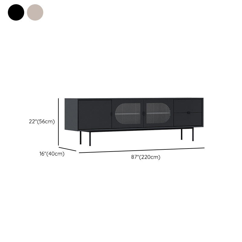 Contemporary Wood TV Console Enclosed Storage TV Media Stand for Living Room