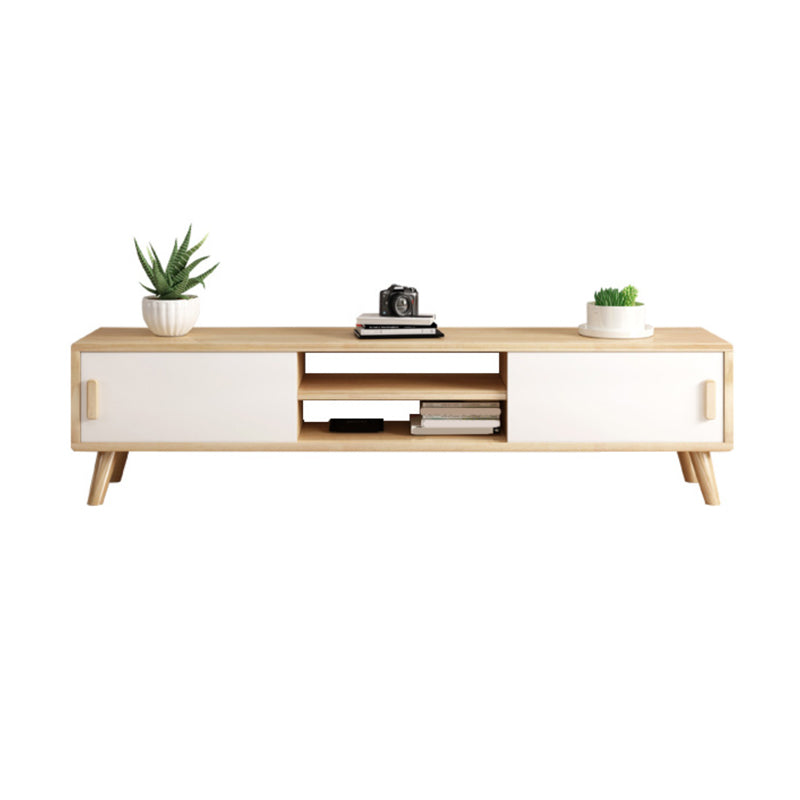 Scandinavian Wood TV Stand Console Open Shelving TV Media Stand for Living Room