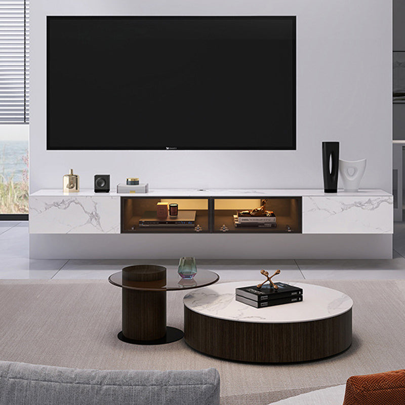 Modern TV Media Stand Stone Wall-mounted TV Media Console with Drawers