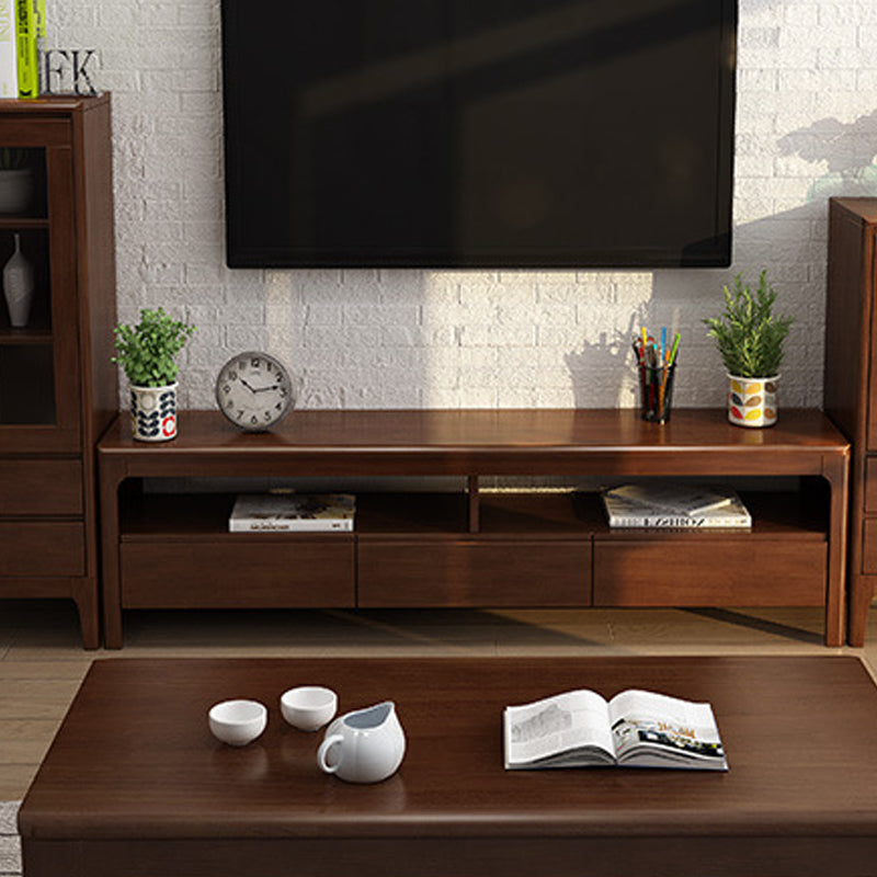 Modern Wood TV Stand Console Open Storage TV Media Stand with Drawers for Living Room