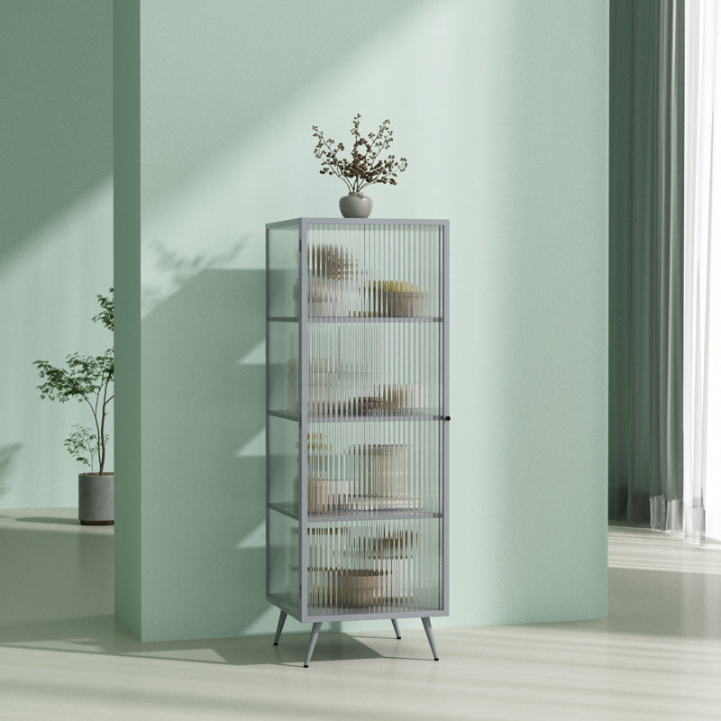 Industrial Curio Cabinet Metal Glass Doors Storage Cabinet for Bedroom