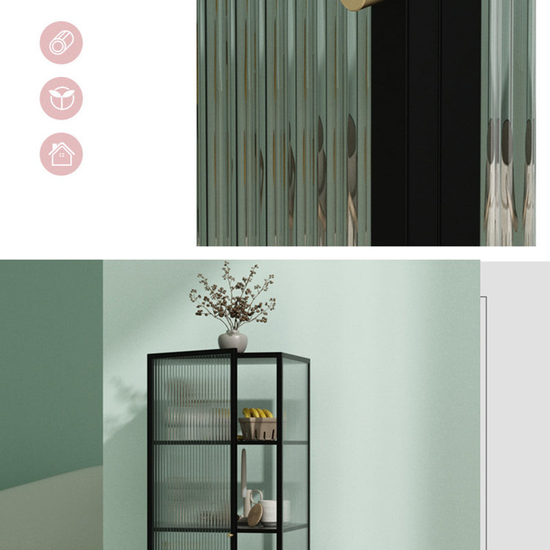 Industrial Curio Cabinet Metal Glass Doors Storage Cabinet for Bedroom