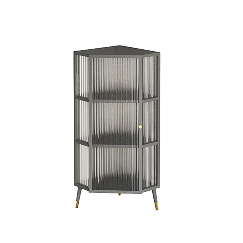 Industrial Corner Unit Curio Cabinet Metal Glass Doors Display Cabinet for Bedroom