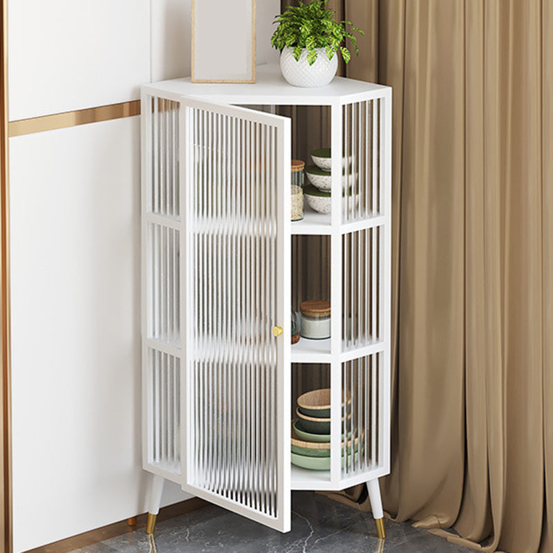 Industrial Corner Unit Curio Cabinet Metal Glass Doors Display Cabinet for Bedroom