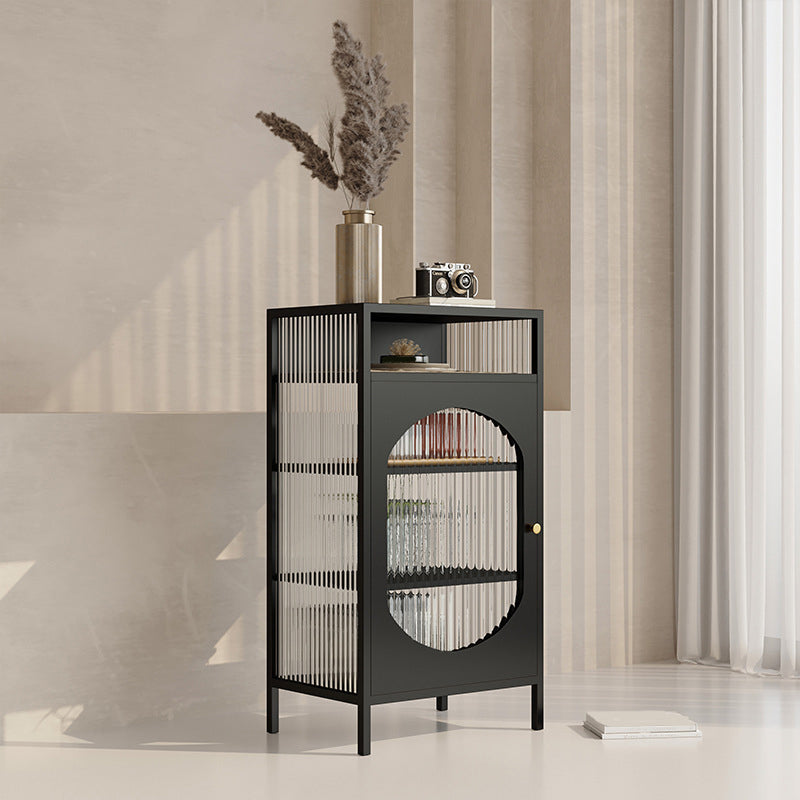 Industrial Curio Cabinet Metal Glass Doors Display Cabinet for Bedroom