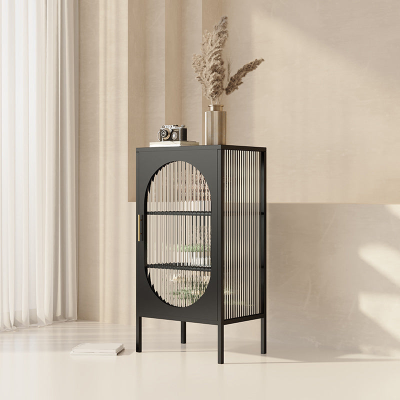 Industrial Curio Cabinet Metal Glass Doors Display Cabinet for Bedroom