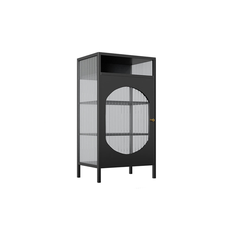 Industrial Curio Cabinet Metal Glass Doors Display Cabinet for Bedroom