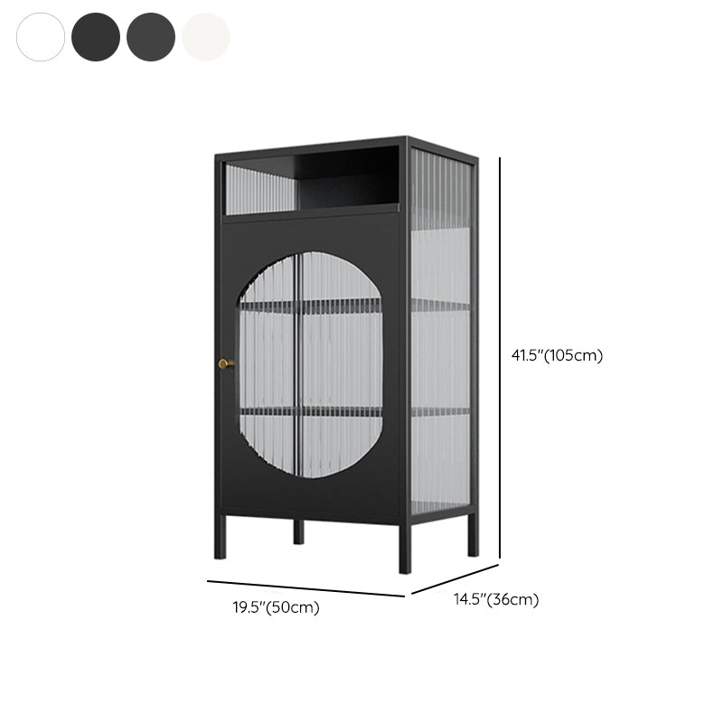 Industrial Curio Cabinet Metal Glass Doors Display Cabinet for Bedroom