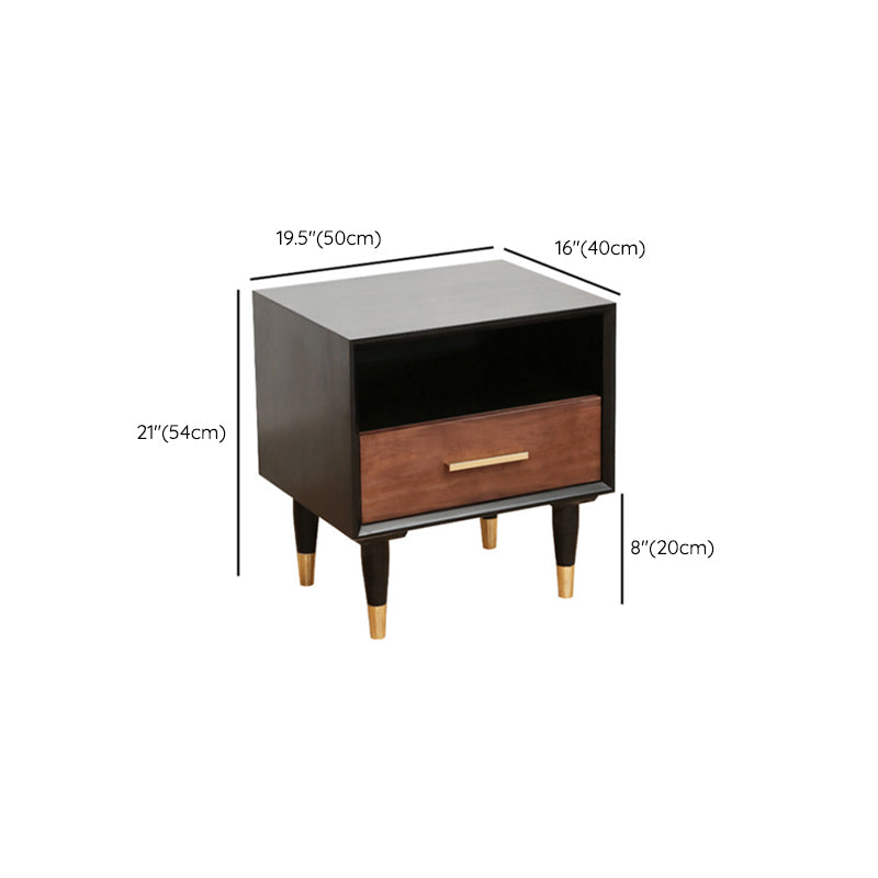 Solid Wood Accent Table Nightstand Contemporary Bedside Cabinet for Bedroom