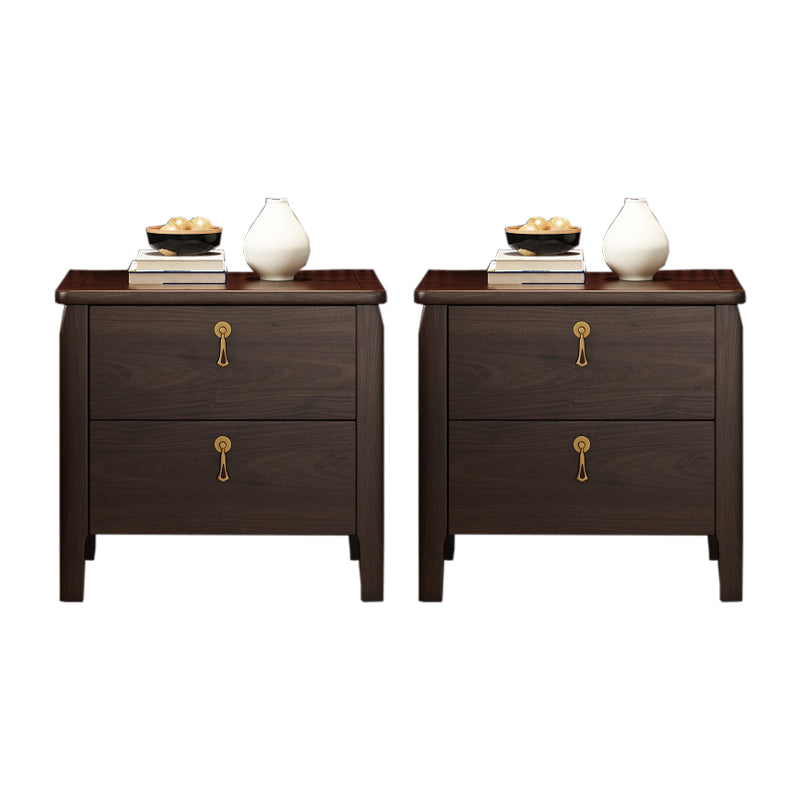 2 Drawers Solid Wood Nightstand Modern Night Table with Legs ,20" Tall