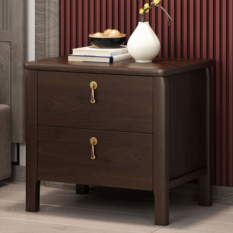 2 Drawers Solid Wood Nightstand Modern Night Table with Legs ,20" Tall