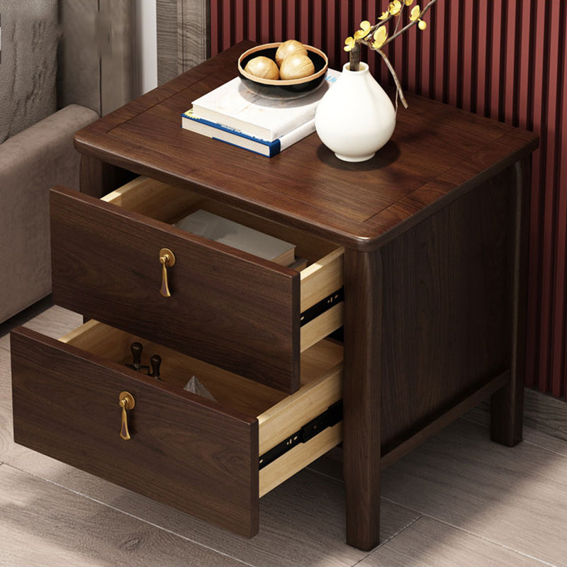 2 Drawers Solid Wood Nightstand Modern Night Table with Legs ,20" Tall