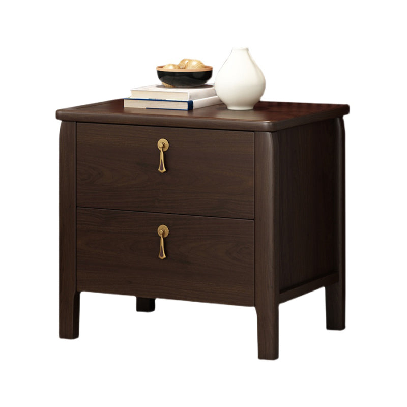 2 Drawers Solid Wood Nightstand Modern Night Table with Legs ,20" Tall