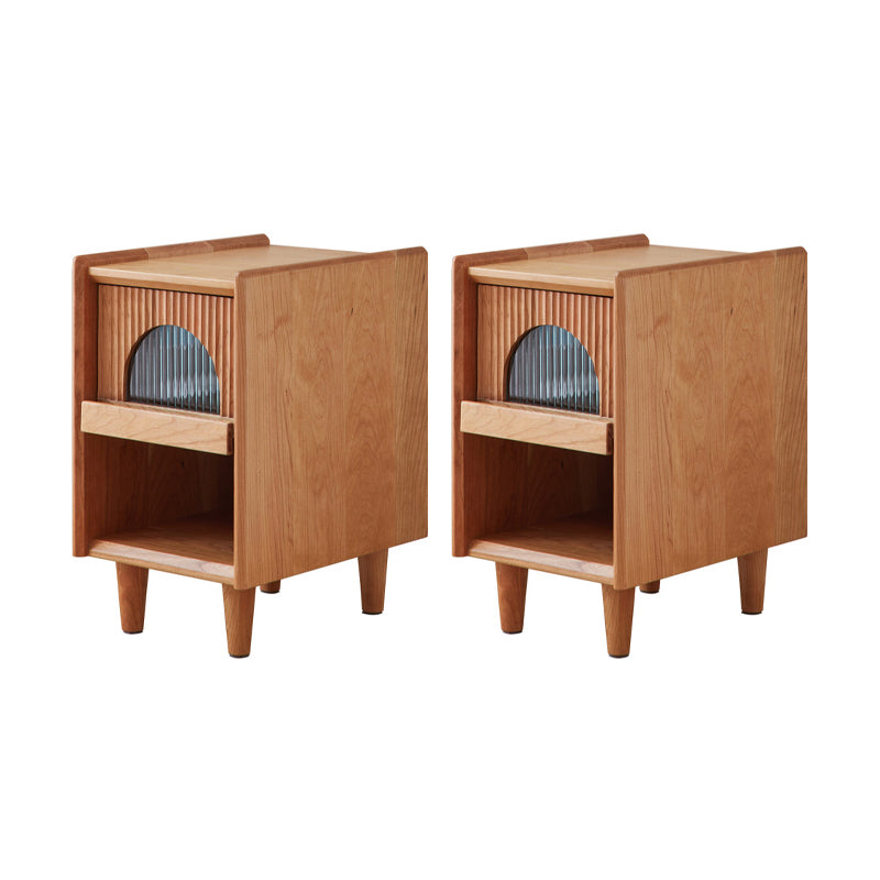 Contemporary Bed Nightstand Solid Wood Bedside Cabinet for Bedroom