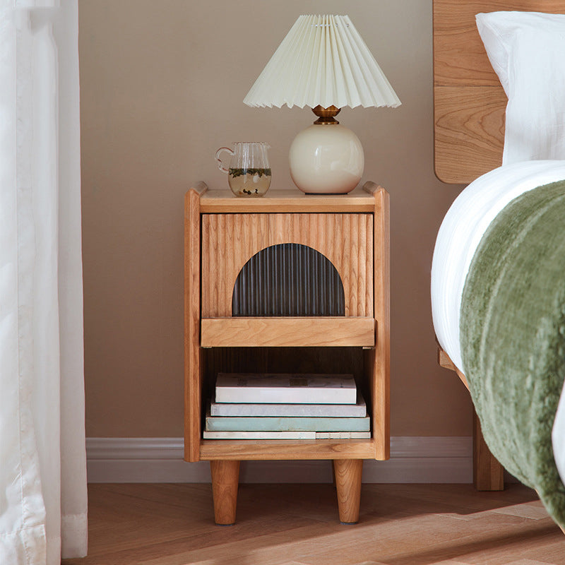 Contemporary Bed Nightstand Solid Wood Bedside Cabinet for Bedroom