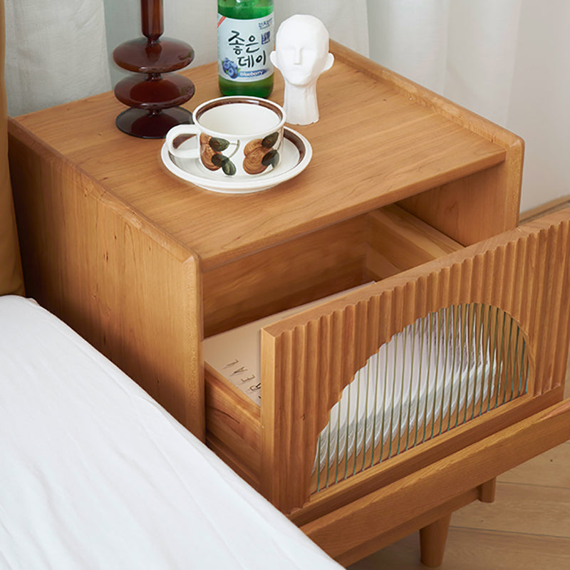 Contemporary Bed Nightstand Solid Wood Bedside Cabinet for Bedroom