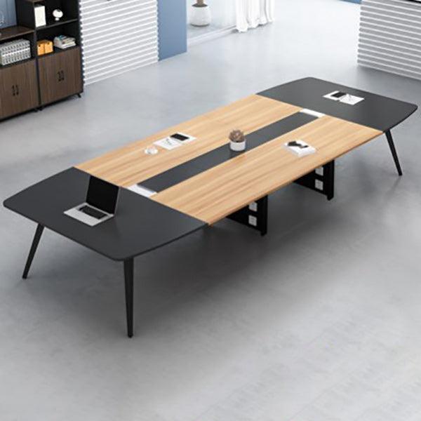 Industrial Parsons Office Desk Natural and Black Writing Desk