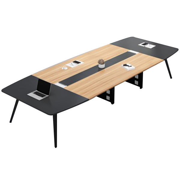 Industrial Parsons Office Desk Natural and Black Writing Desk