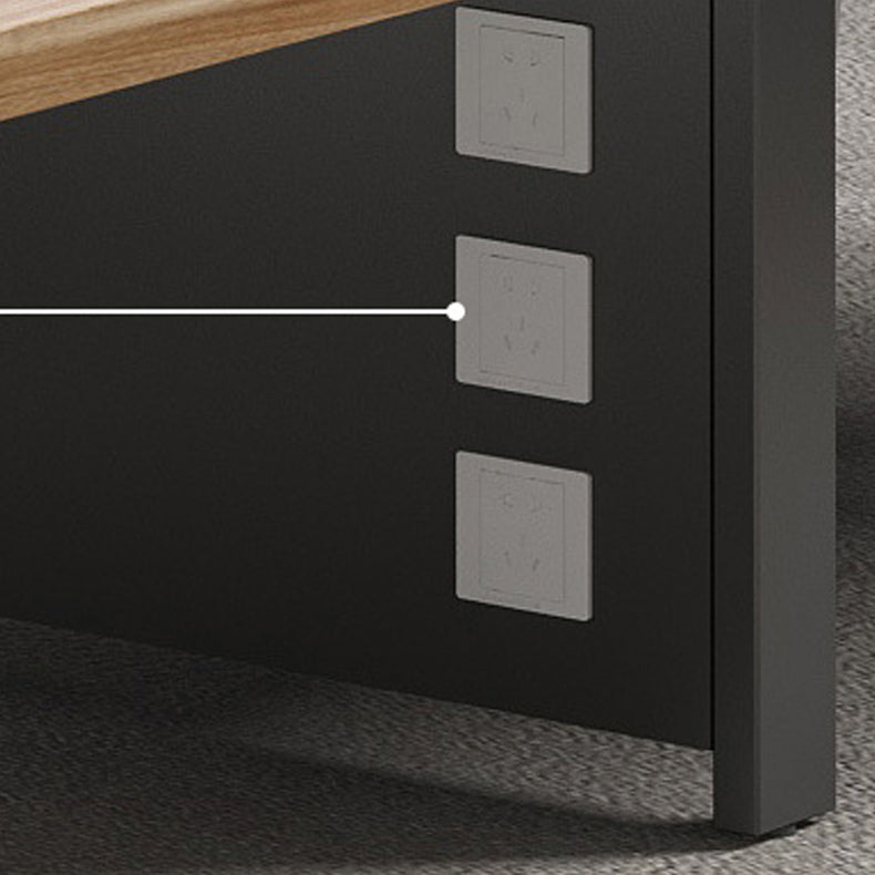 Industrial Parsons Office Desk Natural and Black Writing Desk