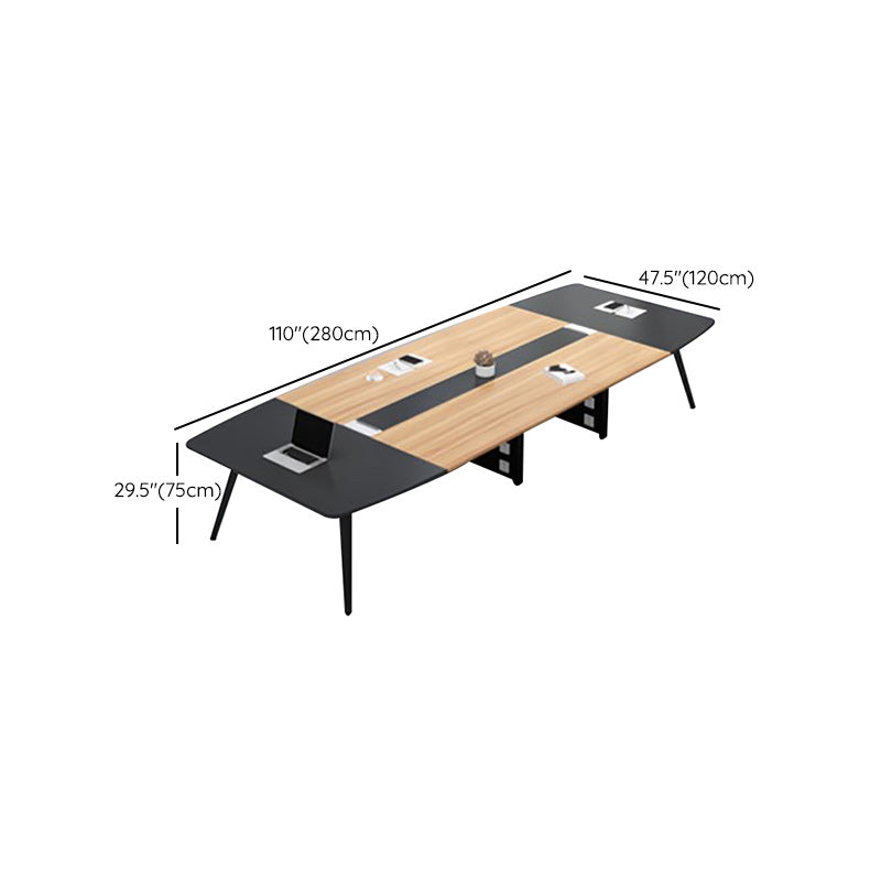 Industrial Parsons Office Desk Natural and Black Writing Desk