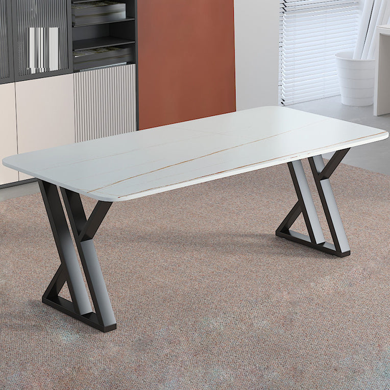 Industrial Stone Writing Desk Rectangular Office Desk for Home