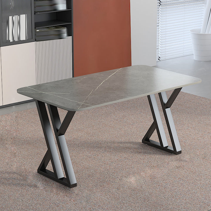 Industrial Stone Writing Desk Rectangular Office Desk for Home