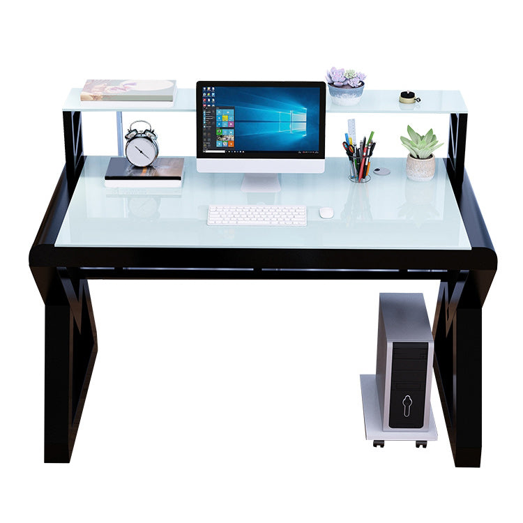 Glass and Metal Computer Desk Sled Modern Rectangular Office Desk , 23.6" Wide