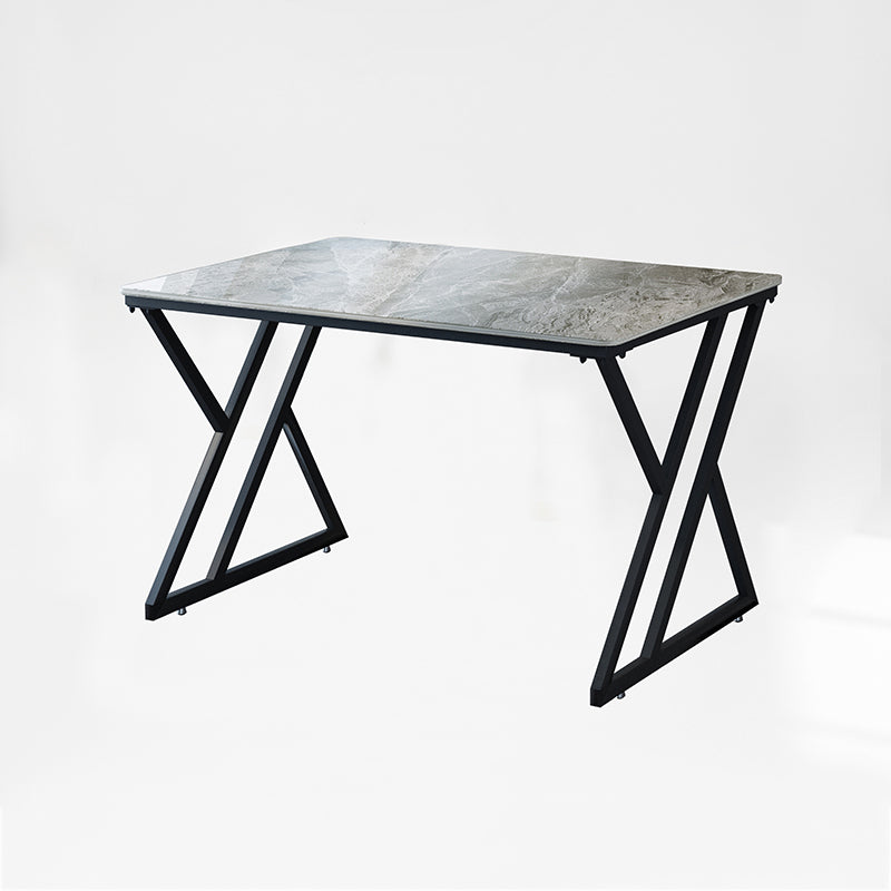 Industrial Rectangular Writing Desk Marble Office Desk with Metal Legs