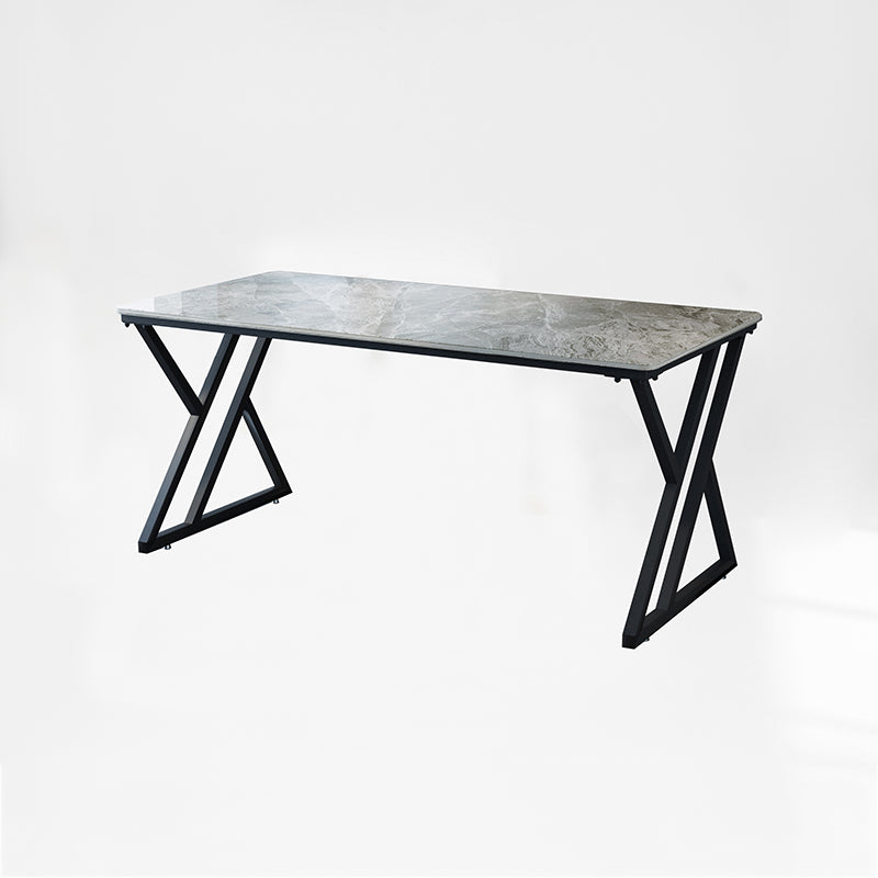 Industrial Rectangular Writing Desk Marble Office Desk with Metal Legs