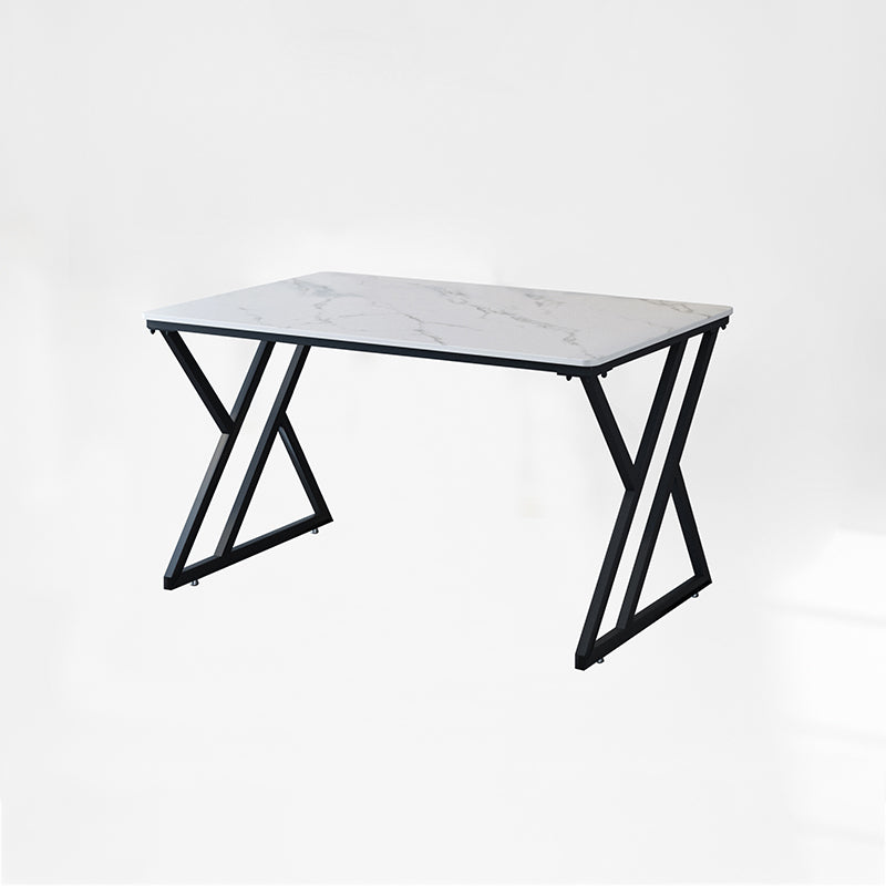 Industrial Rectangular Writing Desk Marble Office Desk with Metal Legs