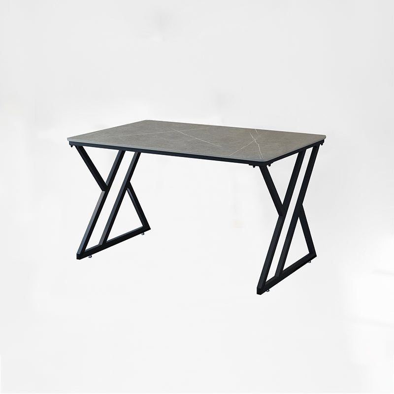 Industrial Rectangular Writing Desk Marble Office Desk with Metal Legs