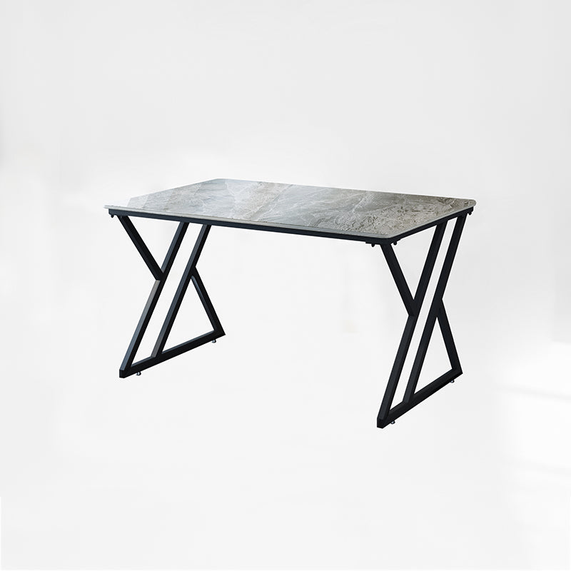 Industrial Rectangular Writing Desk Marble Office Desk with Metal Legs