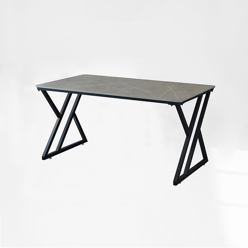 Industrial Rectangular Writing Desk Marble Office Desk with Metal Legs