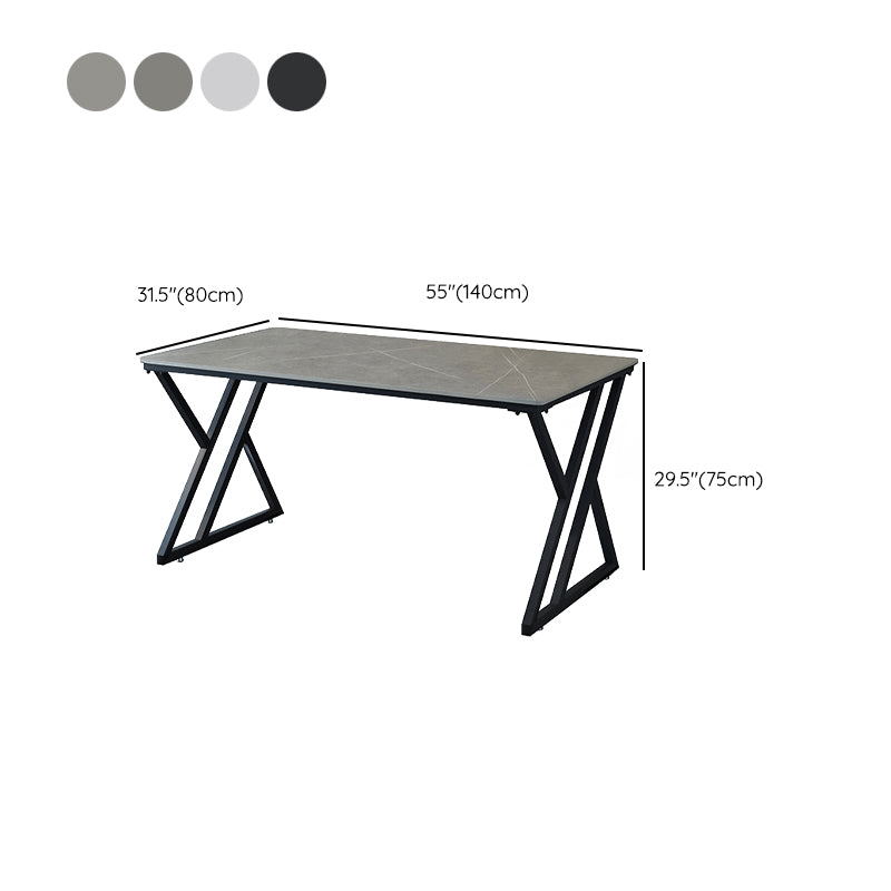 Industrial Rectangular Writing Desk Marble Office Desk with Metal Legs