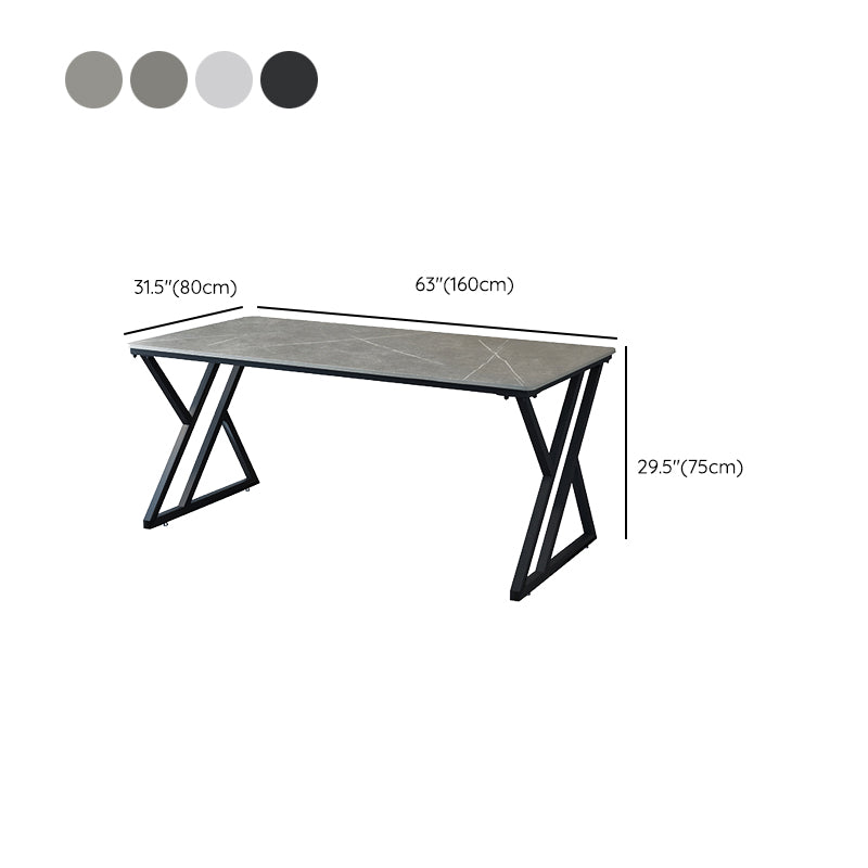 Industrial Rectangular Writing Desk Marble Office Desk with Metal Legs