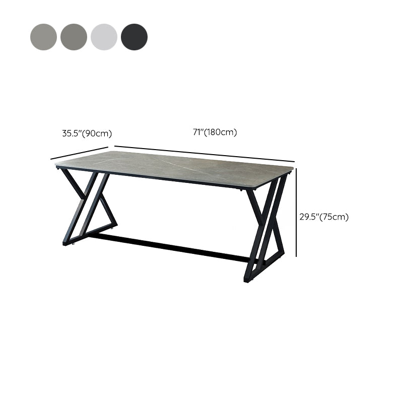 Industrial Rectangular Writing Desk Marble Office Desk with Metal Legs