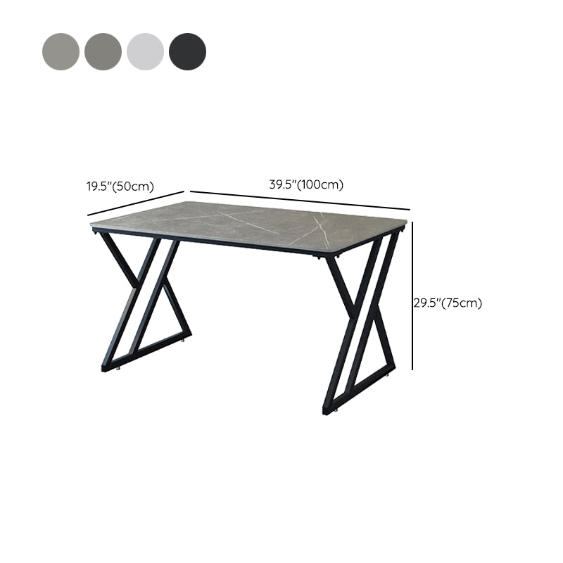 Industrial Rectangular Writing Desk Marble Office Desk with Metal Legs