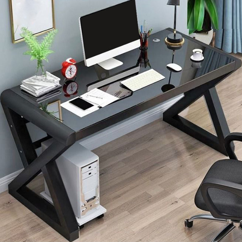 Glam Glass-Top Computer Desk Cable Management Dormitory Gaming Desk