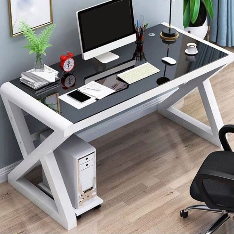 Glam Glass-Top Computer Desk Cable Management Dormitory Gaming Desk