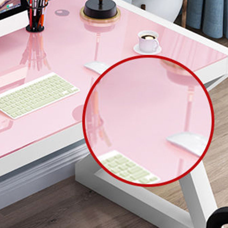 Glam Glass-Top Computer Desk Cable Management Dormitory Gaming Desk