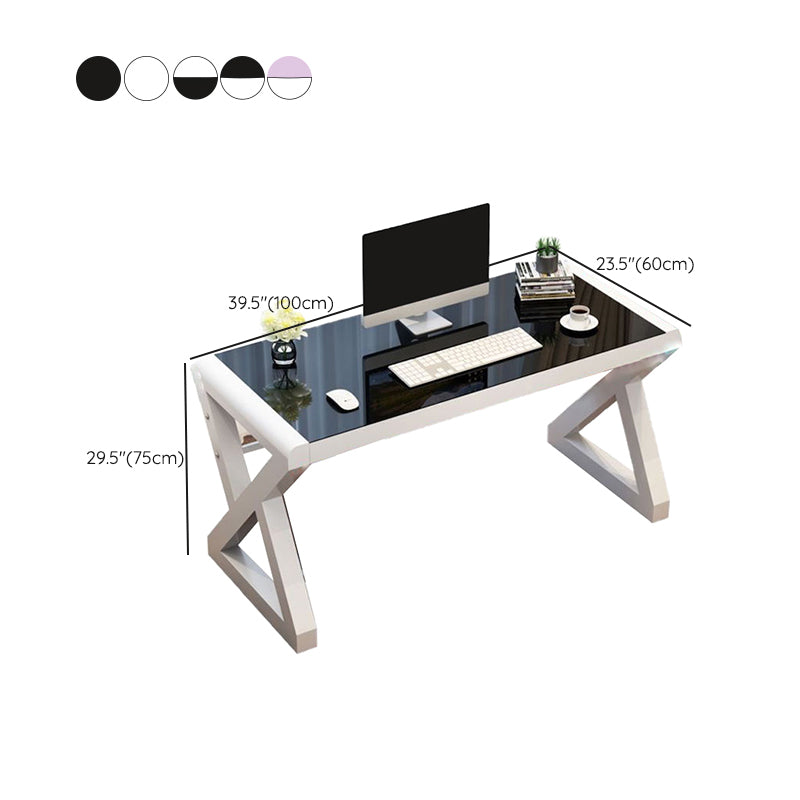 Glam Glass-Top Computer Desk Cable Management Dormitory Gaming Desk