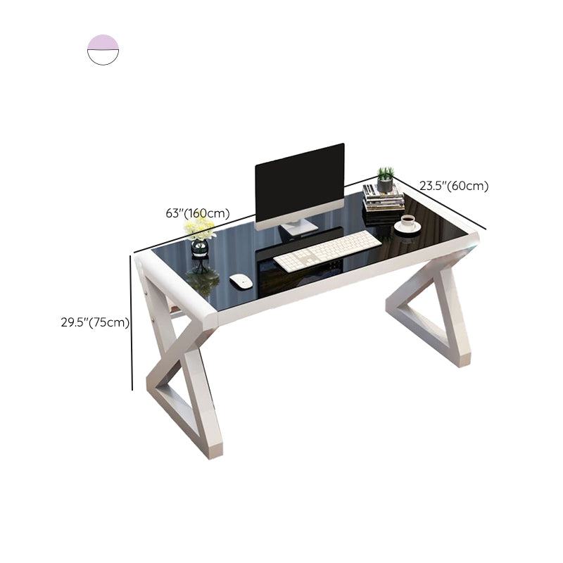 Glam Glass-Top Computer Desk Cable Management Dormitory Gaming Desk