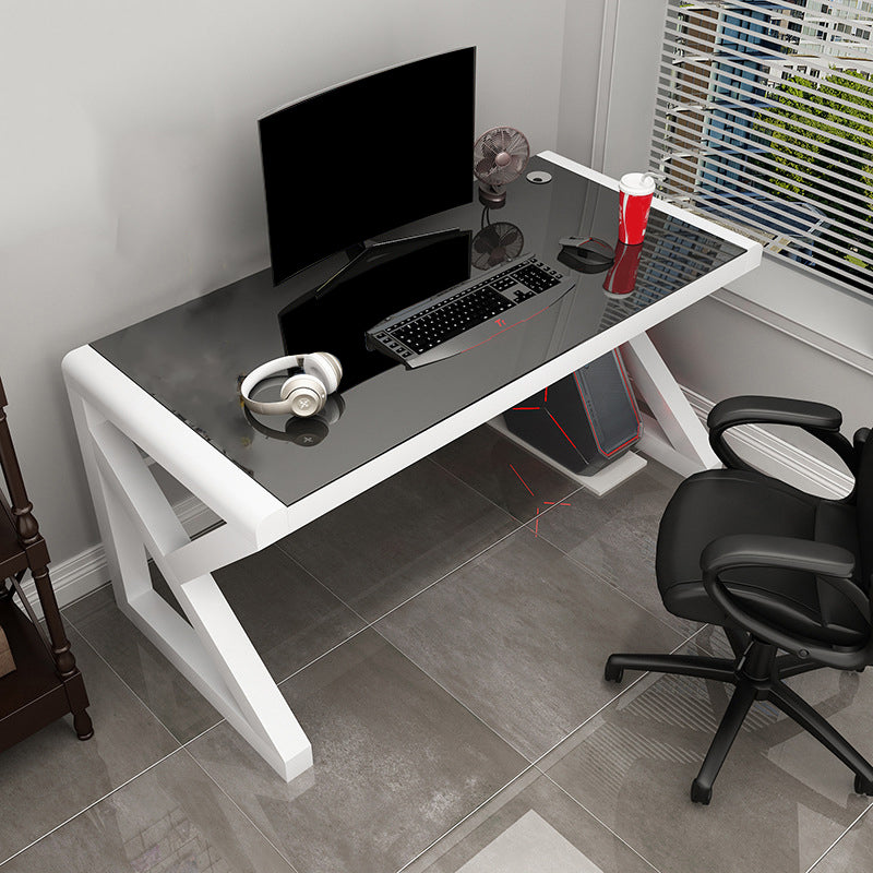 Contemporary Glass Rectangular Gaming Desk Mirrored Writing Desk for Home