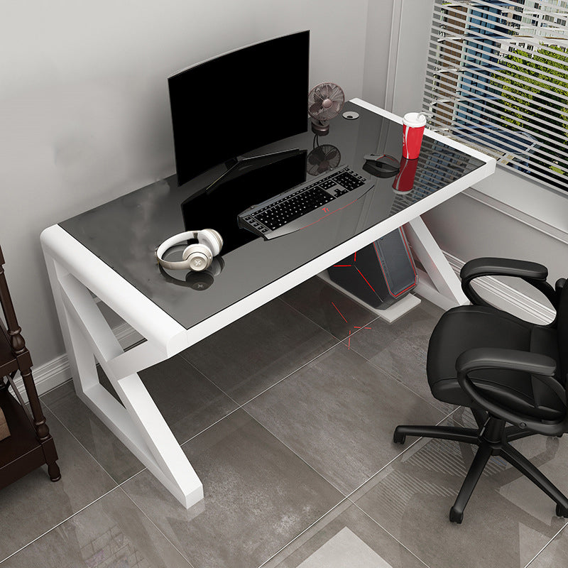 Contemporary Glass Rectangular Gaming Desk Mirrored Writing Desk for Home