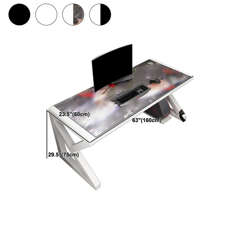 Contemporary Glass Rectangular Gaming Desk Mirrored Writing Desk for Home